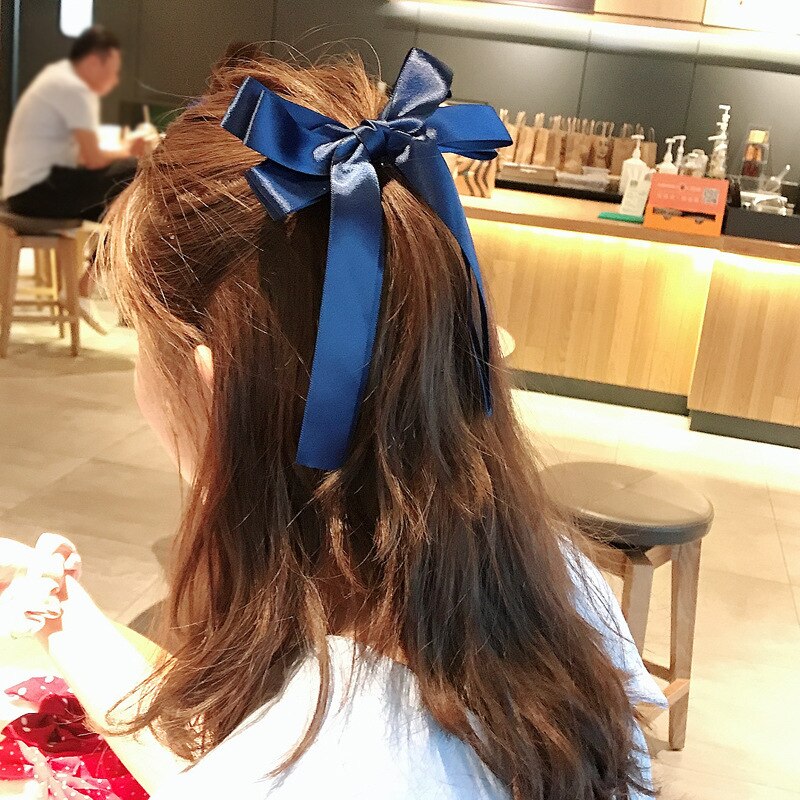 Fashion Korean BowKnot Hair Ties Scrunchies Women Girls Elastic Hair Bands Long Headwear Ribbon Bow Ponytail Hair Accessories