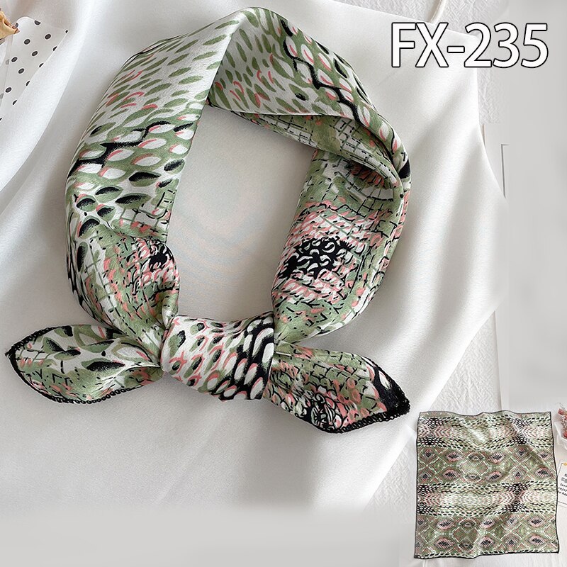 Lady Hair Scarf for Women Fashion Print Small Satin Silk Square Scarves Design Hairbands Bandana Foulard Accessories Summer 2022