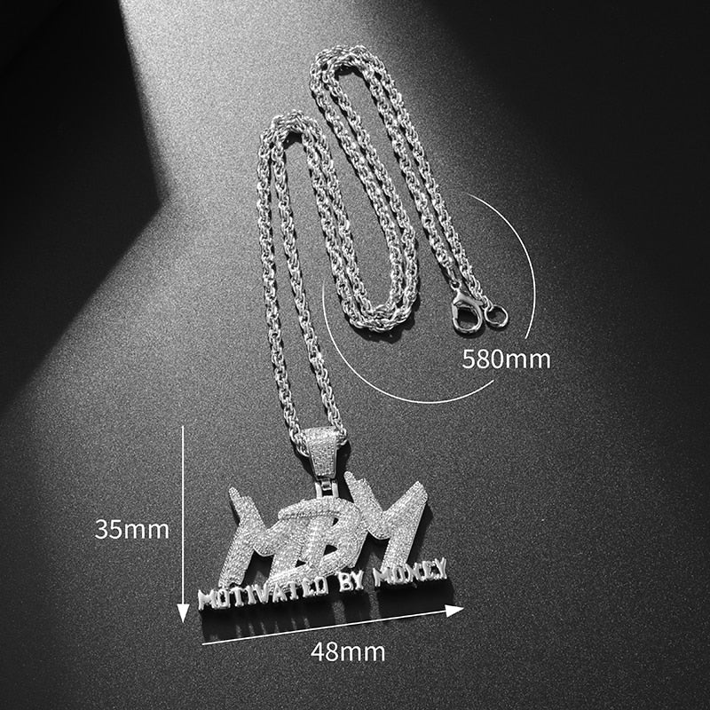 Hip Hop Men and Women Cubic Zircon MBM Letter Pendant Iced Out Full  Necklace Jewelry Gift