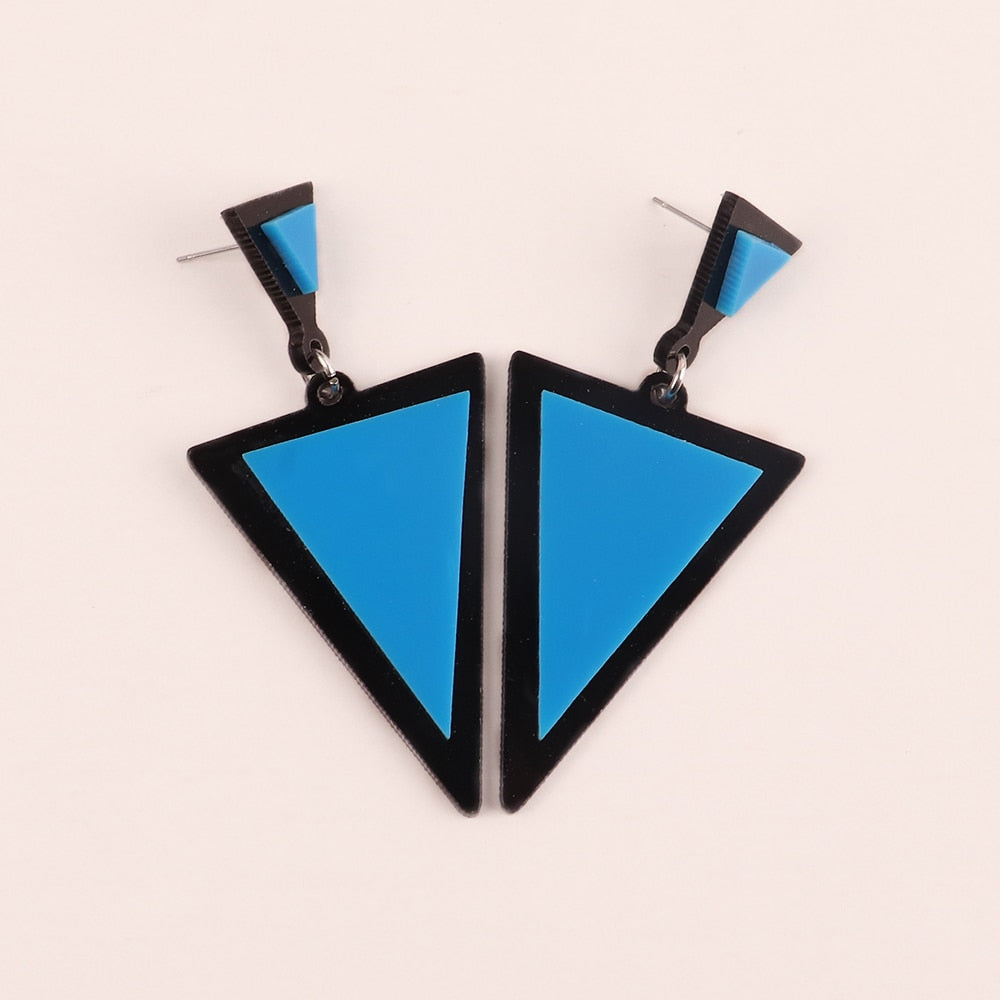 Brand Earing Fluorescent Colorful Triangle Earrings Stud Earrings For Women Crystal Pearl Earrings Fashion Jewelry Wholesale