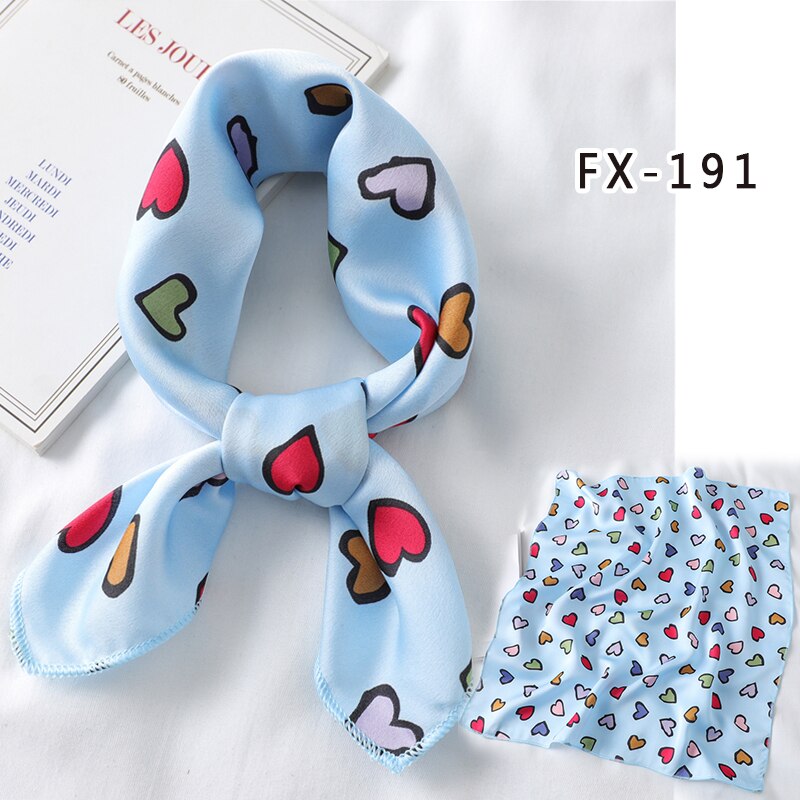 Lady Hair Scarf for Women Fashion Print Small Satin Silk Square Scarves Design Hairbands Bandana Foulard Accessories Summer 2022