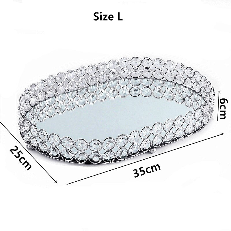 1pcs Wedding Dessert Crystal Tray Cosmetic Storage Snacks Plate Candy Holder Home Hotel Party Desktop Decoration