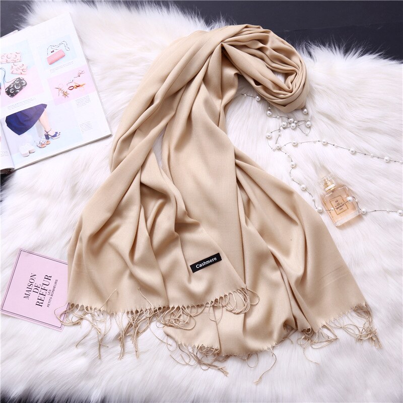 2022 Winter Scarves For Women Shawls Warm Wraps Lady Pashmina Pure Blanket Cashmere Scarf Neck Headband Hijabs Stoles Foulard