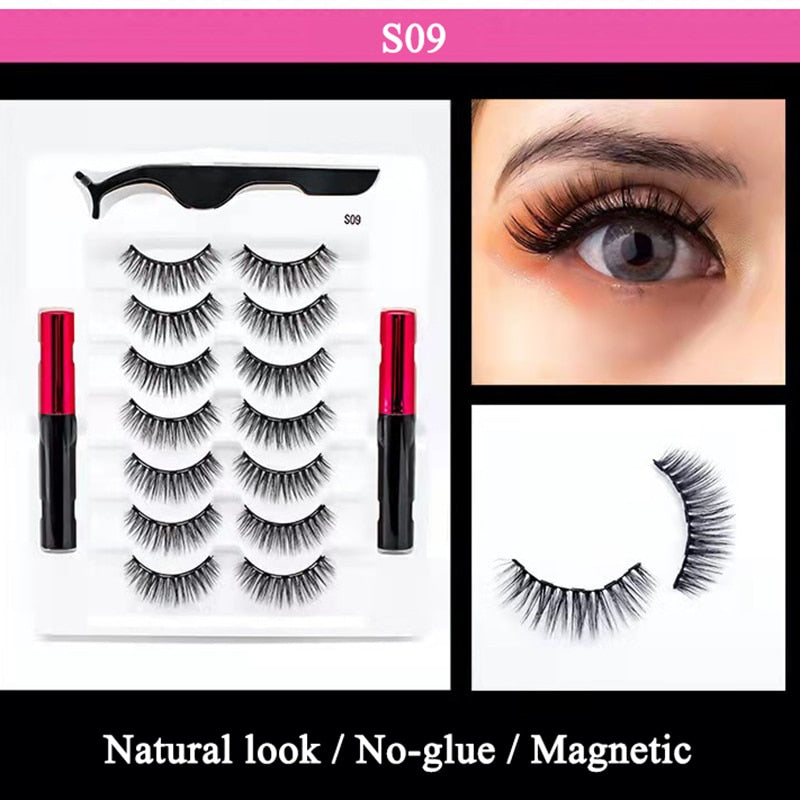 Mix 1/3/5/7/10 Pairs Eye Makeup Magnet Lashes Magnetic False Eyelashes Liqiud Eyeliner Beauty Kit Mink Eyelash Wholesale