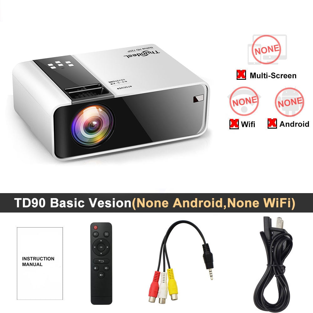 ThundeaL HD Mini Projector TD90 Native 1280 x 720P LED WiFi Projector Home Theater Cinema 3D Smart 2K 4K Video Movie Proyector