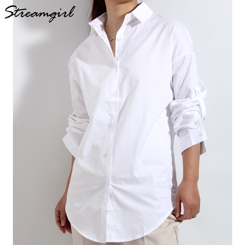 Women's Oversize Shirt Tunics White Shirts For School Women Women's Elegant Blouse 2022 White Shirt Oversize Women Blouses Tunic