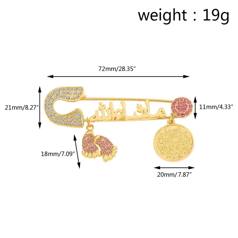 Baby Memorial Jewelry Footprints Brooch Jeweled Safety Protection Charm Pin Brooch for New Born Religious Jewelry Gift