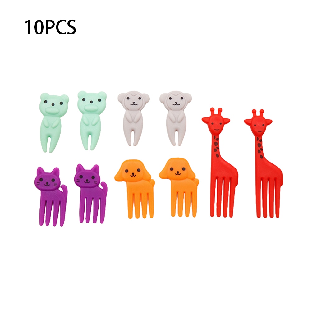 Animal Farm Fruit Fork Mini Cartoon Children Snack Cake Dessert Food Fruit Pick Toothpick Bento Lunches Party Decor Random Color