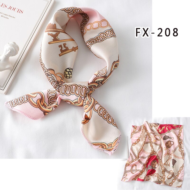 Lady Hair Scarf for Women Fashion Print Small Satin Silk Square Scarves Design Hairbands Bandana Foulard Accessories Summer 2022