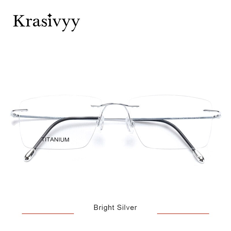 Krasivyy Titanium Glasses Frame Men 2023 New European Design Square Rimless Prescription Eyeglasses Eyewear Frame for Women