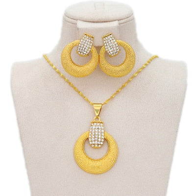 Dubai Ladies Jewelry Set, African Nigerian Girl Bridal Wedding Gifts, Ethiopian Jewelry Set Earrings and Necklaces