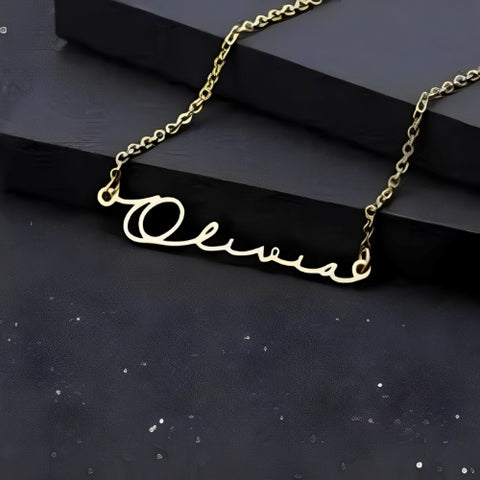 SIMPLE FONT PERSONALISED NAME GOLD PLATED PENDANT DESIGNED WITH STARS.