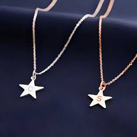 STAR PERSONALIZED LETTER GOLD OR SILVER  PENDANT.