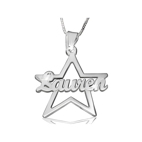 STAR PERSONALISED NAME GOLD PLATED PENDANT.