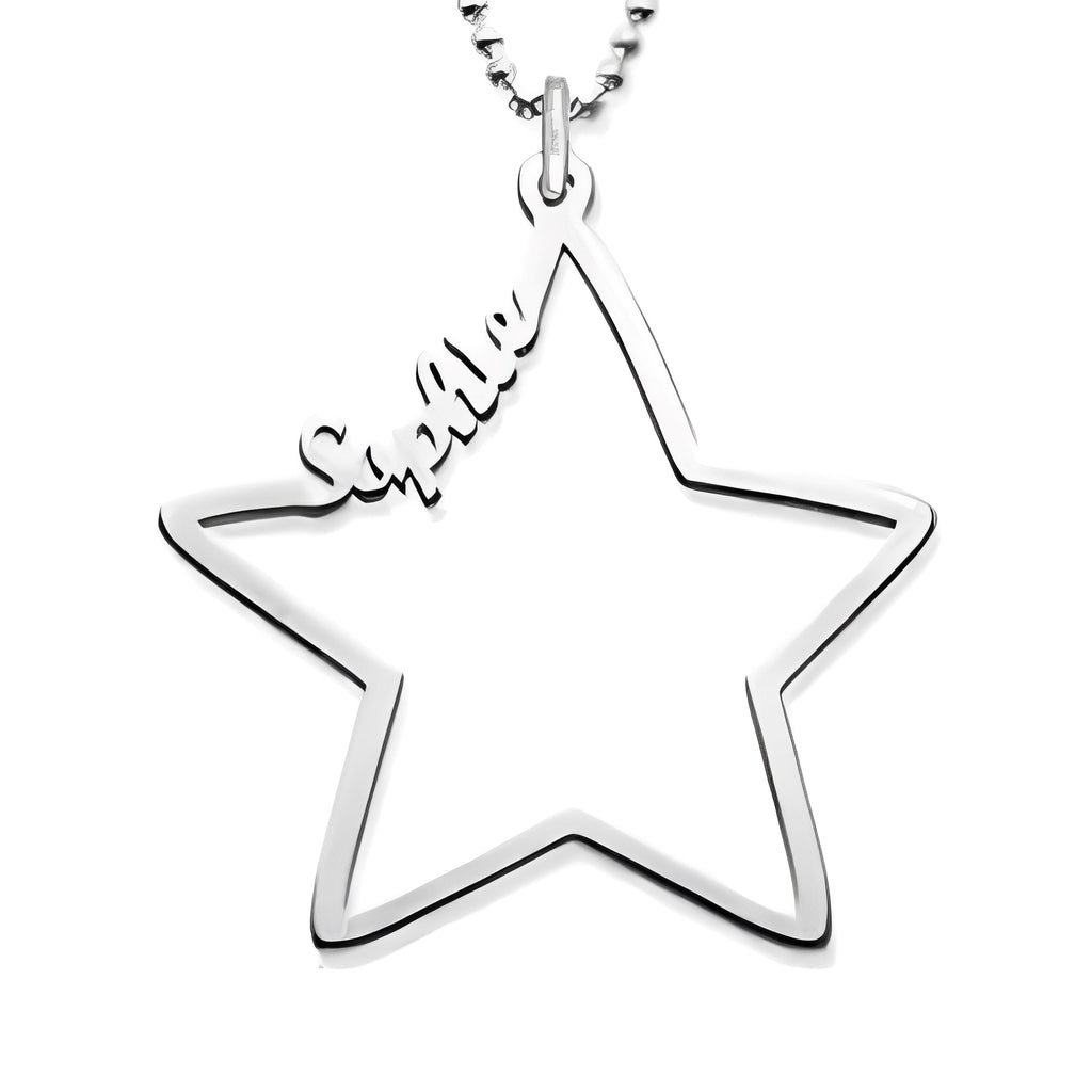 STAR PERSONALISED NAME GOLD PLATED PENDANT.