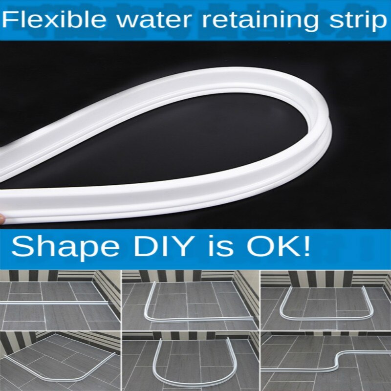 Water Retaining Strip Bendable Self-adhesive Silicone Waterproof Silicone Strip For Bathroom Shower Room Floor Partition Toilet