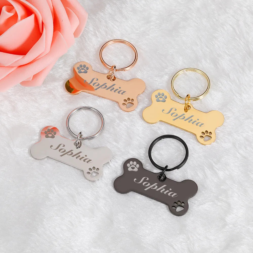 Personalized Dog ID Tag Mirror Name Plate Anti-Lost Pet Collar Pendant Free Engraving Customized Cat Kitten ID Tag Wholesale