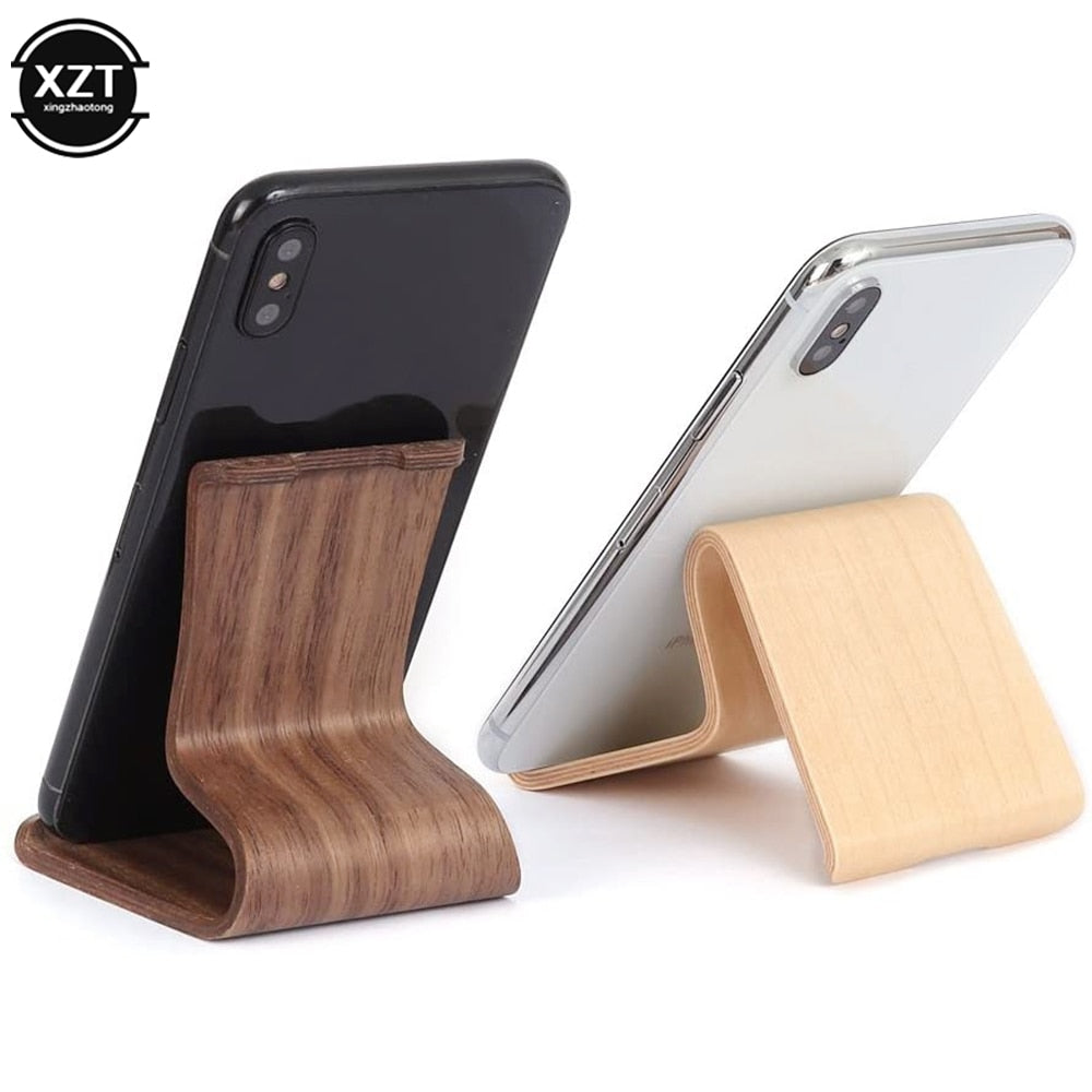 Universal Lazy Holder Wooden Walnut Birch Mobile Phone Stand Holder Tablets Keeper for iOS Android Smart Phone (Walnut)