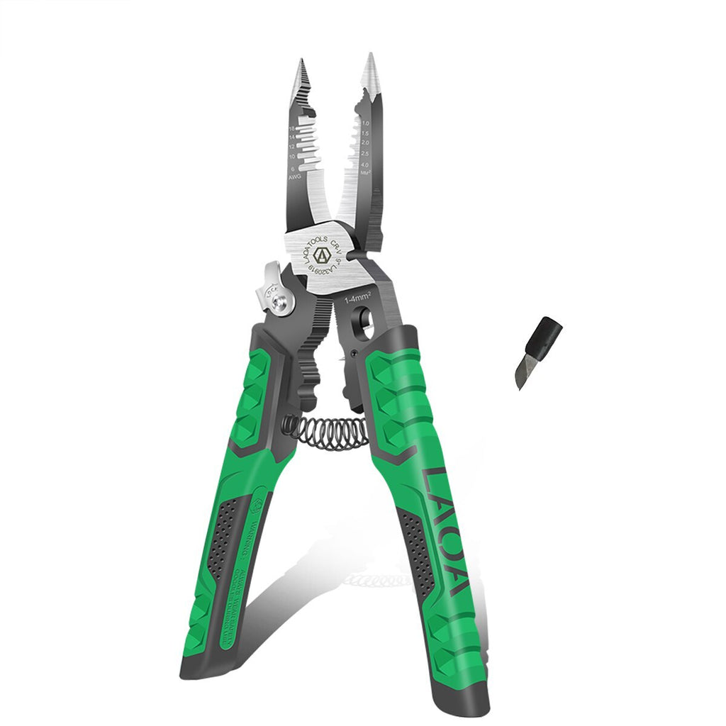 LAOA Electrician Pliers Needle Nose Pliers 9 in 1 for Clamping Screwing Wire Stripping Cable Cutting Wire Splitting