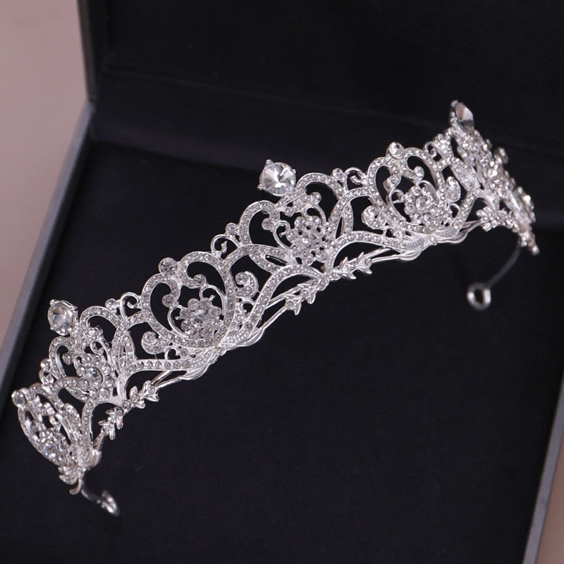 Luxury Crystal Wheat Shape Crown Handmade Gold Color Bride Headdress Wedding Tiara Rhinestone Headpiece Women Hair Accessories