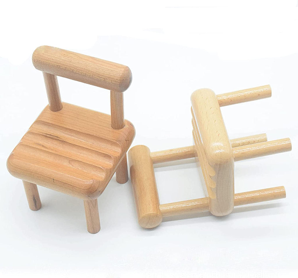 Cute Mini Chair Phone Holder, Card Display Wooden Stand for Desk, Multi-Angle Universal Mobile Phone Stand for iPhone Samsung