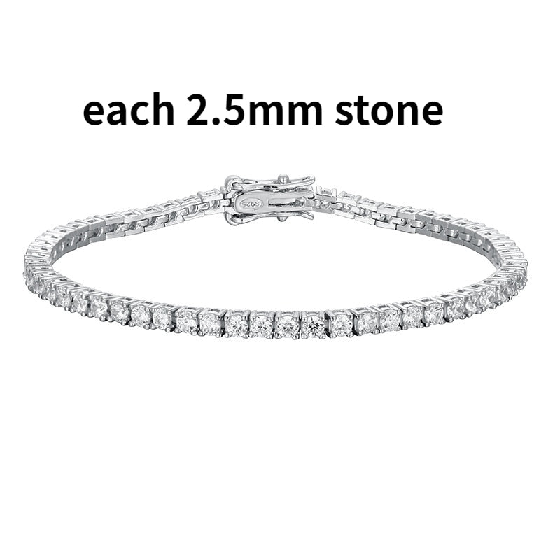 2-6.5mm Real Moissanite Tennis Bracelet for Women Gift Platinum Plated 100% 925 Sterling Silver Wedding Jewelry