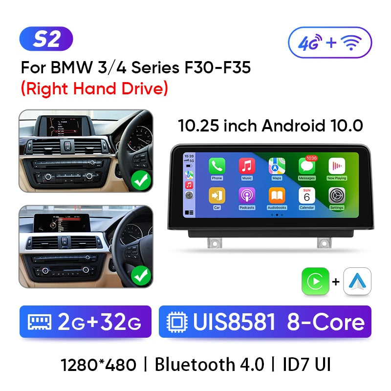 Ainavi Wireless Carplay Multimedia Player Android Auto Car stereo For BMW 1/2/3/4 Series F20/F21/F22/F30/F31/F32/F33/F34/F35/F36