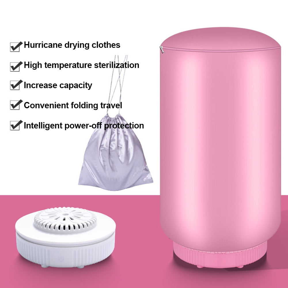 Portable Electric Clothes Dryer Mini Travel Folding Warm Air Baby Cloth Drying Machine Heater Hanger Laundry Clothing Rack