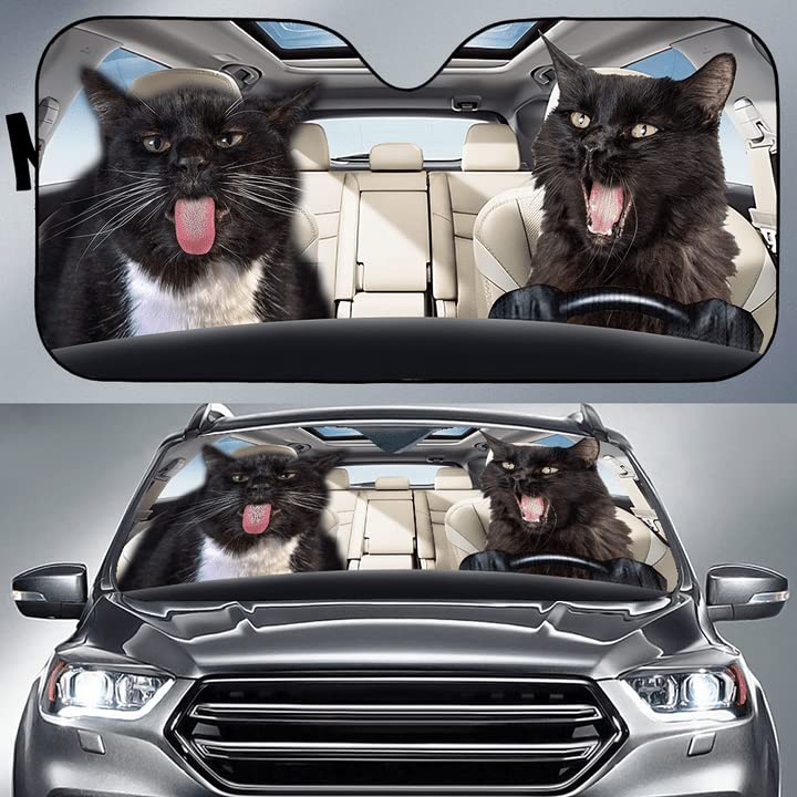 Black Cat Car Sunshade, Black Cat Gift, Black Cat Car Decoration, Cat Seat Cover, Gift for Father, Automatic Sun Shade