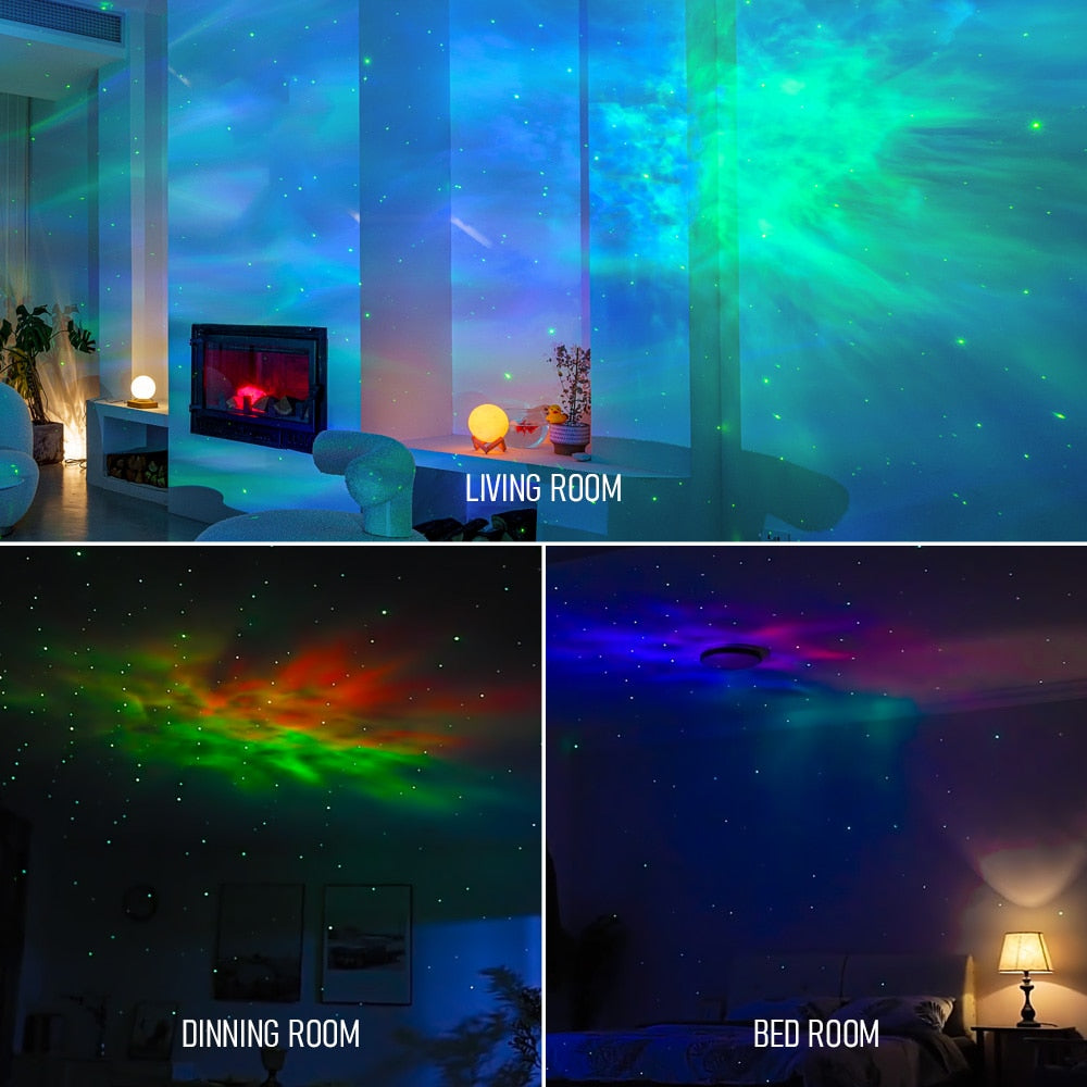 Alexa Voice Control APP Control Galaxy Starry Projector Water Waving Led Sky Night Lights Colorful Nebula Cloud Night Lamp