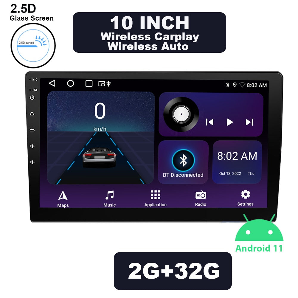 ESSGOO 2 Din Android 12 Car Radio 7"/9"/10" MP5 Player 2.5D Glass Screen Wireless Carplay Auto Wi-Fi GPS Car Stereo For VW KIA