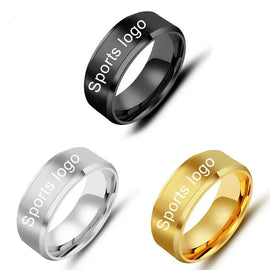 Customize Your Sports Logo - Men's Titanium Steel Ring  - Americal Football - Baseball - ICE hockey Logo Rings - Fan Gifts