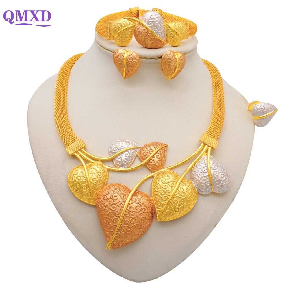 Ethiopian Rope Chain Jewelry Set For Women Ethnic Style Pendant Necklace Bracelet Earring Ring Wedding jewelry sets