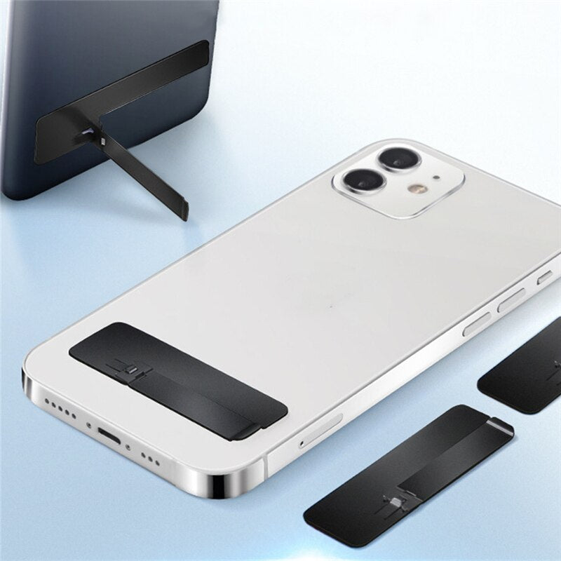 3 in 1 Ultra-Thin Metal Folding Phone Holder Alloy Invisible Back Stick Phone Desktop Holder Portable Mobile Support Phone Stand