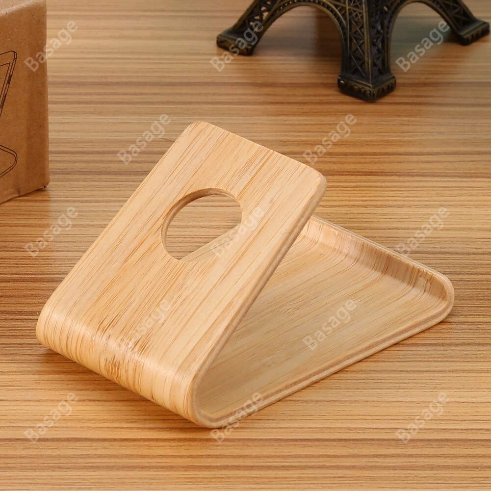 Natural Minimalism Wooden Cell Phone Stand, Universal Mobile Phone Holder Stand Non Slip Stable Desktop Phone Stand