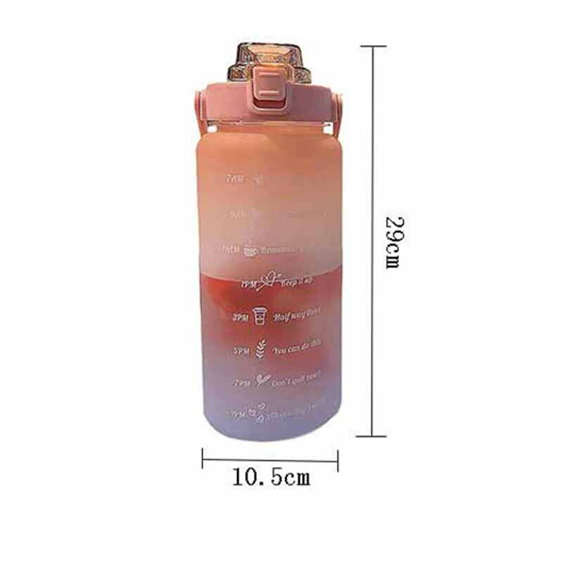 2L Large Capacity Water Bottle With Bounce Cover Time Scale Reminder Frosted Leakproof Cup For Outdoor Sports Fitness