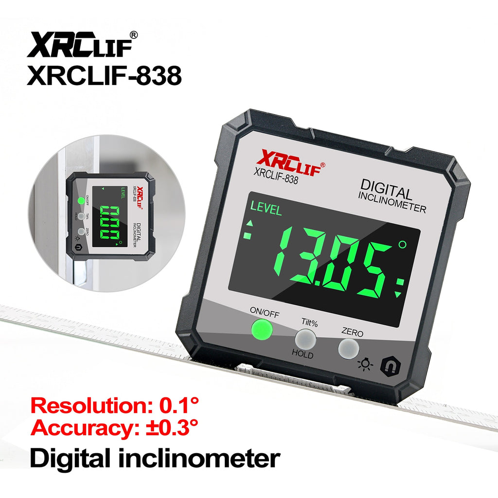 RZ Digital Level Angle Gauge 360° Mini Measuring Digital Inclinometer With Magnetic Base Electronic Universal Bevel Protractor