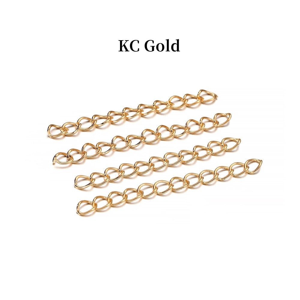 100pcs/lot 50mm 70mm  Necklace Extension Chain Bulk Bracelet Extended Chains Tail Extender For DIY Jewelry Making Findings