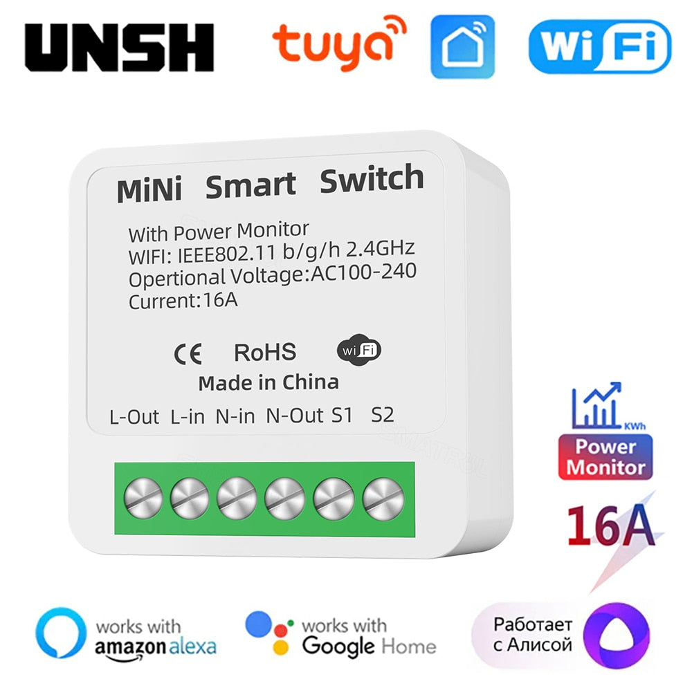 16A Tuya WiFi Smart Switch 2-way Control Switch Mini Smart Breaker Smart Life Control Work With Alexa Google Home Alice