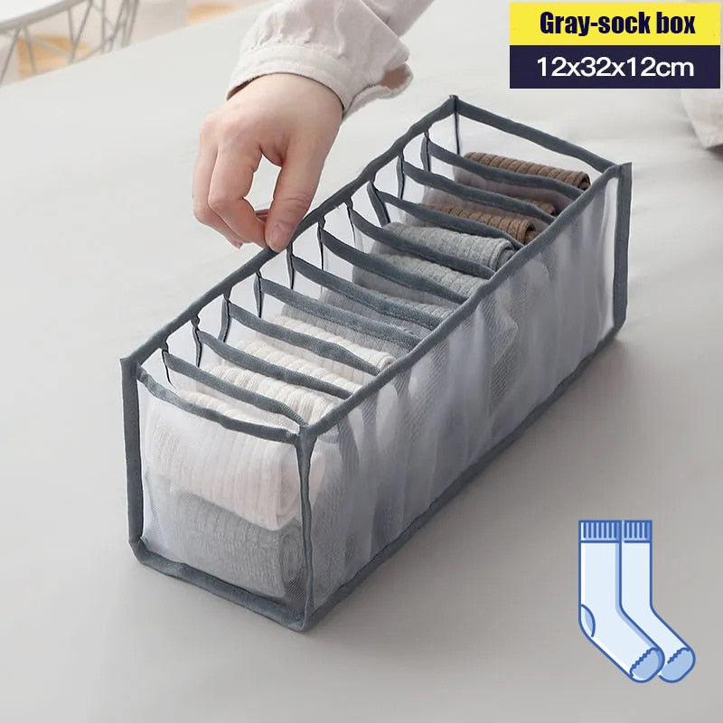 Foldable Drawer Compartment Storage for Socks, Underwear, Bras, Ties, and Baby Clothes with Sock Organizer Drawer Divider