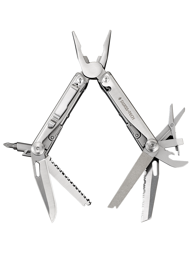 SwissTech Folding Multitool Pliers 18 in 1 Multi-functional Combination Tool Pliers Folding Scissors EDC Outdoor Equipment