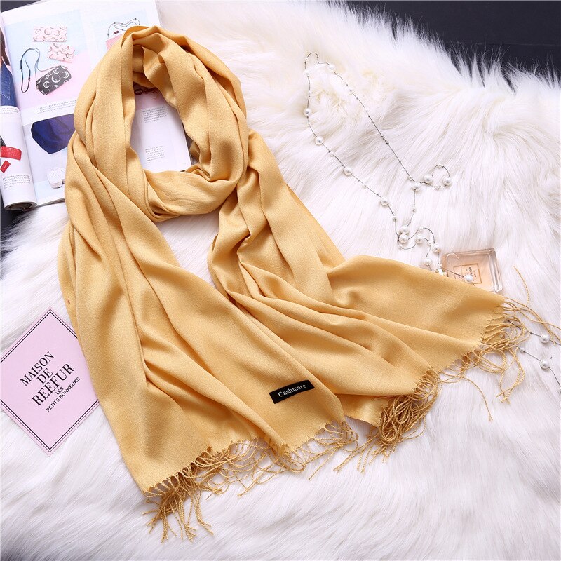 2022 Winter Scarves For Women Shawls Warm Wraps Lady Pashmina Pure Blanket Cashmere Scarf Neck Headband Hijabs Stoles Foulard