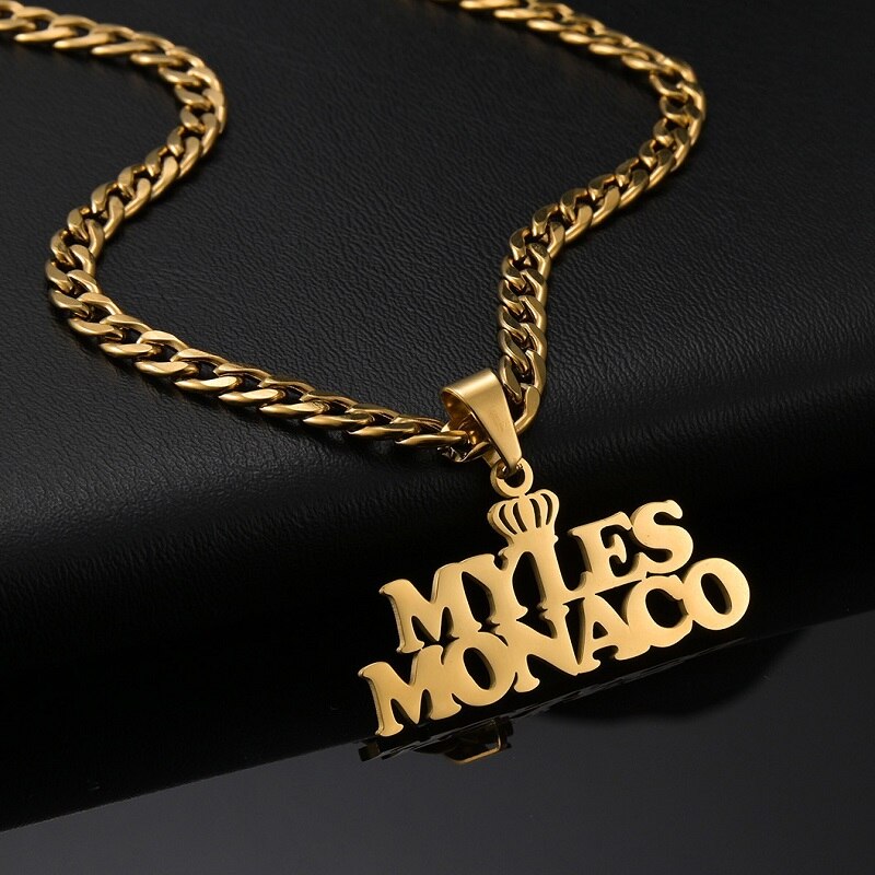 Custom Name Necklace Custom Jewelry Stainless Steel Personalized Crown Pendant For Women подвеска Men Collars Thick Chain Gifts