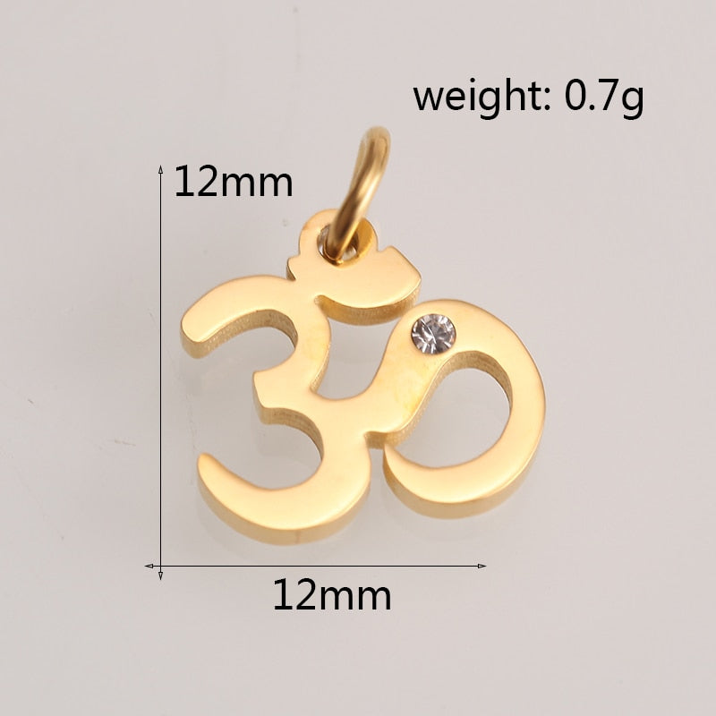 Pendants Charms for Jewelry Making Gold Color Stainless Steel CZ Heart Geometric Fashion Bracelet Necklace Accessaries Wholesale