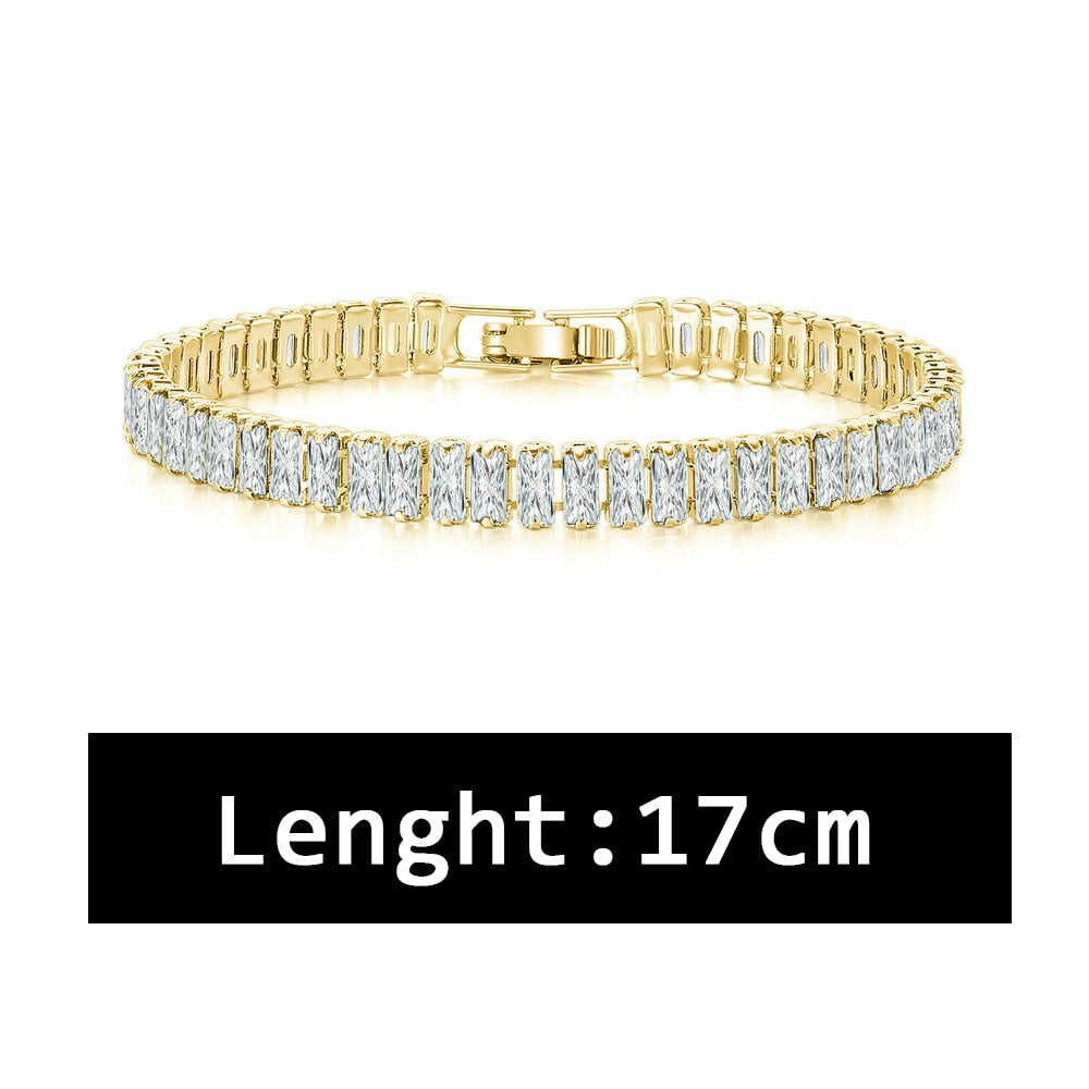 Luxury CZ Tennis Bracelet for Women Gold Color Bangle Korean Style Crystal Hand Chain Fashion Jewelry Zirconia Accessories H167