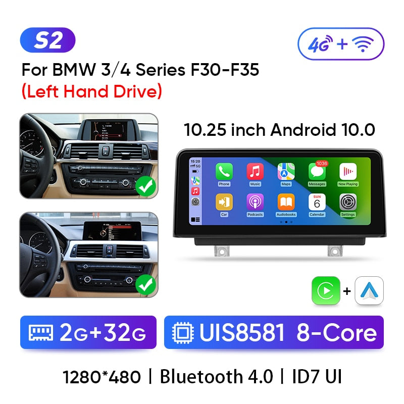 Ainavi Wireless Carplay Multimedia Player Android Auto Car stereo For BMW 1/2/3/4 Series F20/F21/F22/F30/F31/F32/F33/F34/F35/F36