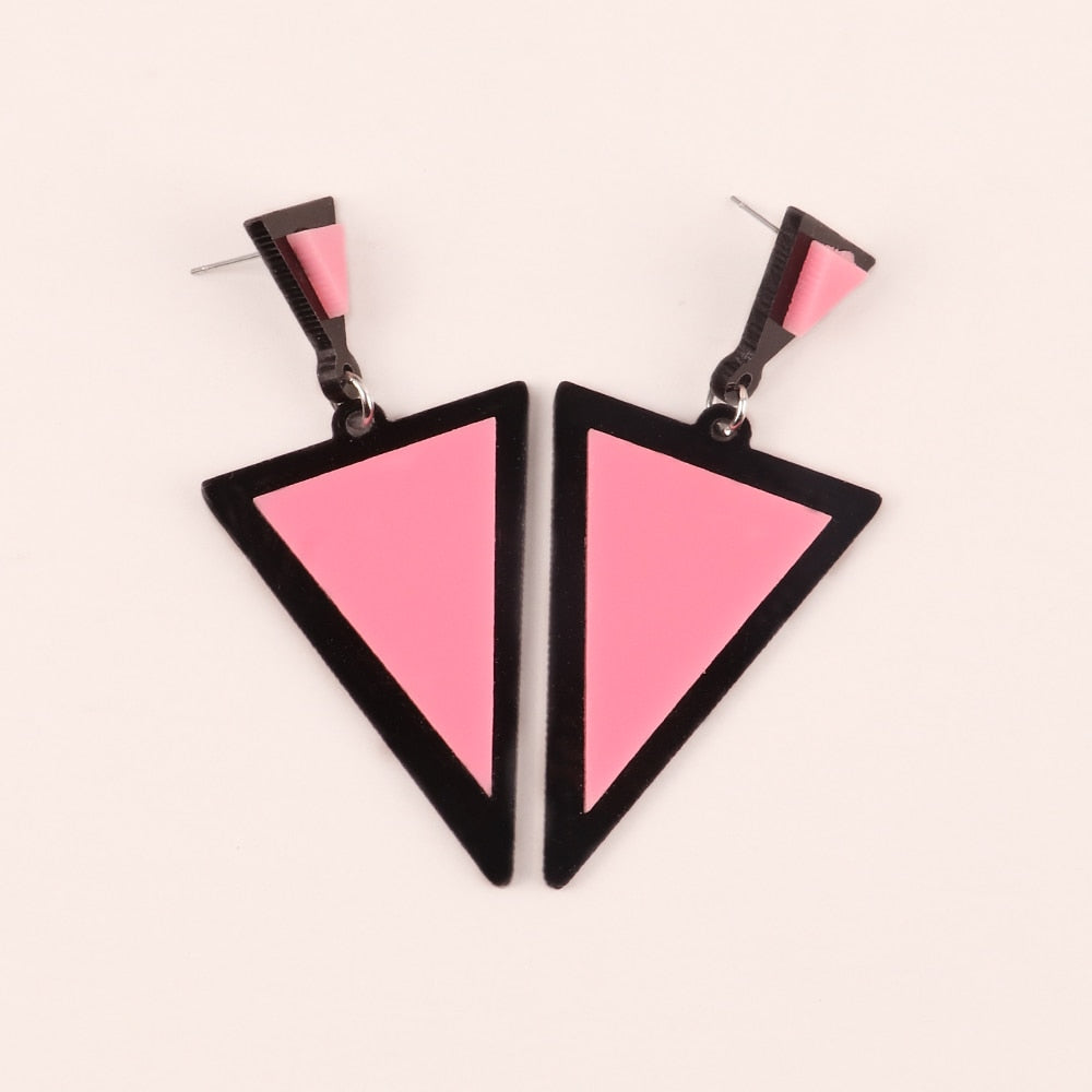 Brand Earing Fluorescent Colorful Triangle Earrings Stud Earrings For Women Crystal Pearl Earrings Fashion Jewelry Wholesale