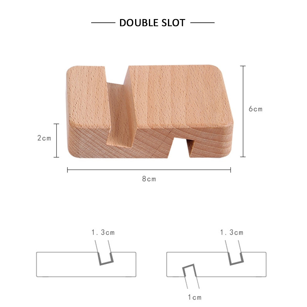 RYRA Mobile Phone Stand Universal Single/Double Slot Wood Bracket Phone Bracket IPad Flat Bracket Lazy Desktop Phone Stand