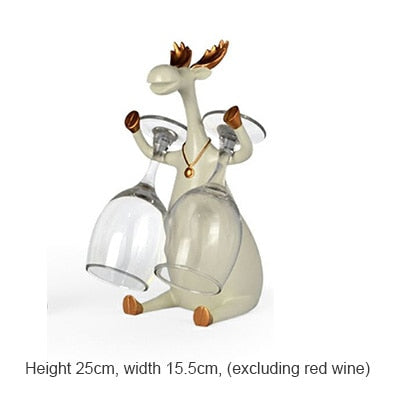European Ceramic Red Wine Rack Bottle Holder Creative Figurines Miniatures Deer Family Furnishing Article for Home Wedding Decor