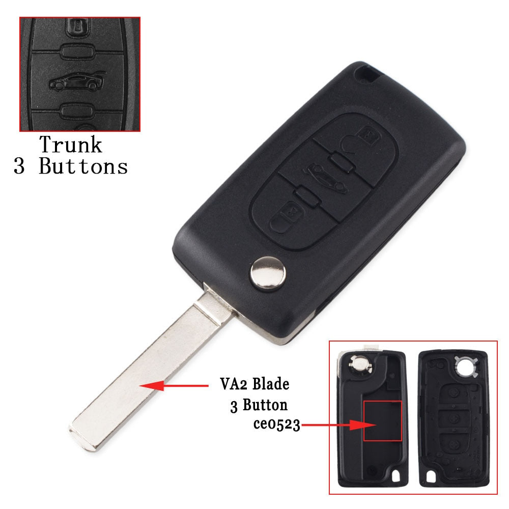 KEYYOU Remote key Case for Peugeot 207 307 308 407 607 807 For Citroen C2 C3 C4 C5 C6 Flip Folding Car Key shell 2/3/4 Buttons